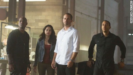 Tyrese Gibson, Michelle Rodriguez, Paul Walker and Ludacris in "Furious 7."

