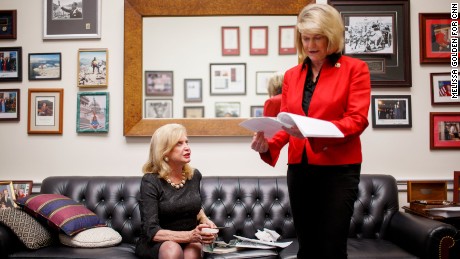 Carolyn Maloney, left, is a New York Democrat who has been fighting to pass and ratify the Equal Rights Amendment for 20 years. Every congressional session, she has reintroduced the amendment -- and this new GOP-led session will be no exception. This time, though, she has a new -- and unlikely -- ally: Cynthia Lummis, a Tea Partier from Wyoming. Here, Lummis looks over a list of potential ERA supporters in Congress.