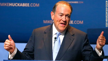 Former Arkansas Gov. Mike Huckabee speaks as he officially announces his candidacy for the 2016 Presidential race on May 5, 2015 in Hope, Arkansas. Huckabee, a Republican, previously ran for the presidency in 2008.