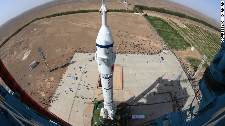The Shenzhou-10 spaceship awaits a launch. It docked with the Tiangong-1 space in lab in 2013. 