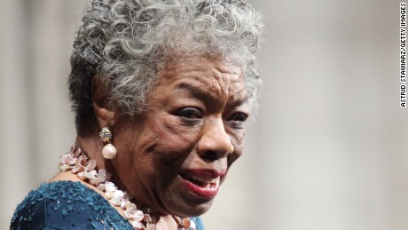 Writer Maya Angelou attends the memorial celebration for Odetta at Riverside Church on February 24, 2009, a New York City. 