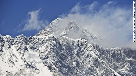 Mount Everest is captured in this photograph taken from the village of Tembuche, in the Khumbu region of northeastern Nepal, five days before the April 25 quake.
