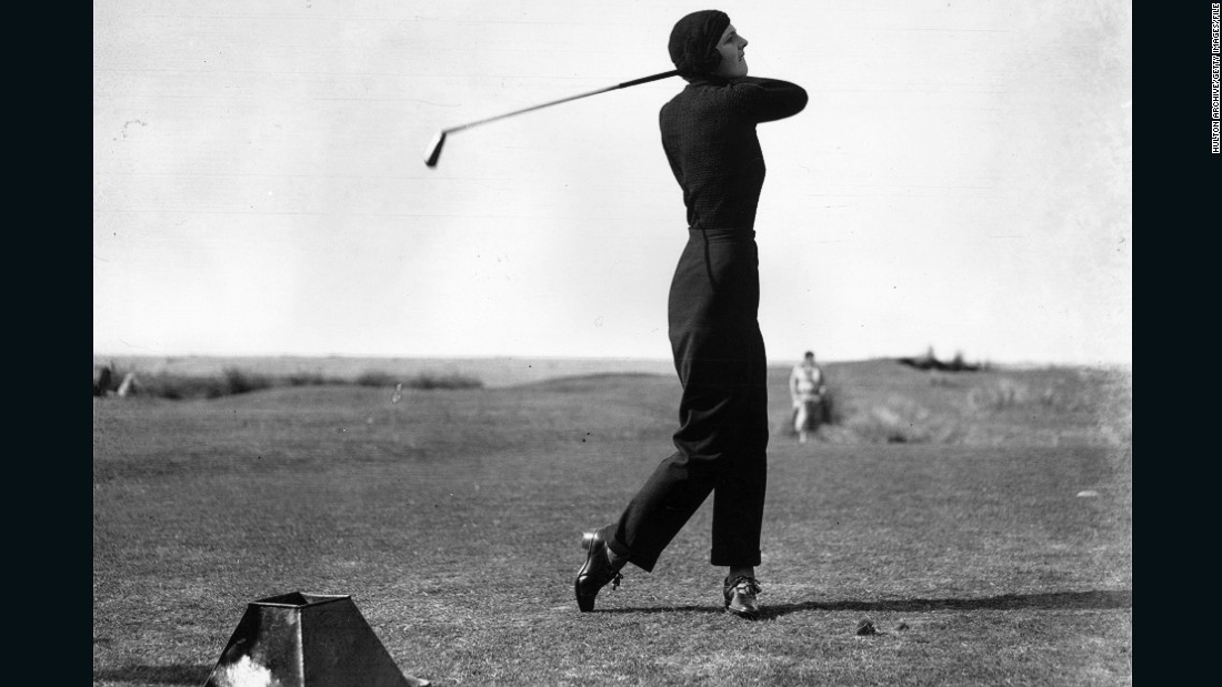 The elegant and striking figure of Gloria Minoprio caused a sensation at the English Ladies&#39; Golf Championship in 1933 when she arrived carrying just one club and wearing trousers -- a &lt;a href=&quot;http://www.scottishgolfhistory.org/early-womens-golf/iv-womens-golf-the-fashion-pages-/&quot; target=&quot;_blank&quot;&gt;first for a women golfer&lt;/a&gt;. &lt;br /&gt;&lt;br /&gt;&quot;She turned up using a one iron and wore an iconic outfit -- a pair of navy trousers quite high-waisted and well-fitting, a roll-neck sweater and a turban, all matching navy colors,&quot; Fleming says.&lt;br /&gt;&lt;br /&gt;&quot;From that period onwards, more golfing women thought, &#39;Well, maybe I could wear slightly more interesting fashion choices on the golf course.&#39;&quot;&lt;br /&gt;&lt;br /&gt;&lt;br /&gt;&lt;br /&gt; 