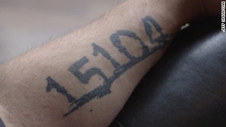 A tattoo on the arm of Braddock, Pennsylvania mayor John Fetterman. Fetterman is running for U.S. Senate as a Democrat.