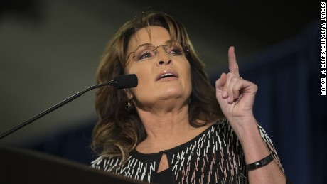 AMES, IA - JANUARY 19:   Former Alaska Gov. Sarah Palin speaks at Hansen Agriculture Student Learning Center at Iowa State University on January 19, 2016 in Ames, IA. Palin endorsed Donald Trump&#39;s run for the Republican presidential nomination.  (Photo by Aaron P. Bernstein/Getty Images)