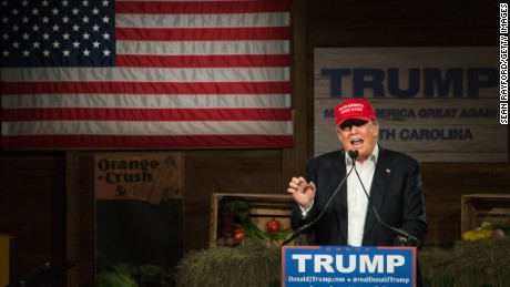 GOP presidential candidate Donald Trump speaks to the crowd at a campaign rally January 27, 2016 in Gilbert, South Carolina.