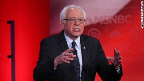 Bernie Sanders speaks at the MSNBC Democratic Candidates Debate at the University of New Hampshire on February 4, 2016, in Durham, New Hampshire. 