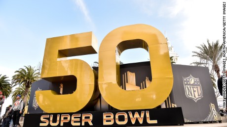 SAN FRANCISCO, CA - FEBRUARY 04:  Super Bowl 50 signage is displayed around Super Bowl City on February 4, 2016 in San Francisco, California.  (Photo by Mike Windle/Getty Images)