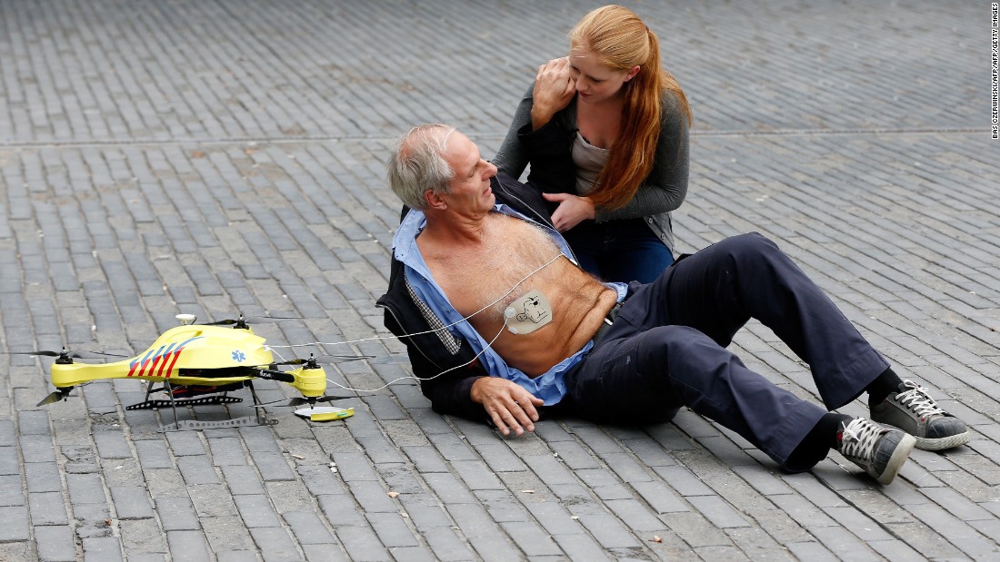 Capable of speeds of 100 kmph (62 mph), Delft Technical University&#39;s &lt;a href=&quot;https://www.tudelft.nl/en/ide/research/research-labs/applied-labs/ambulance-drone/&quot; target=&quot;_blank&quot;&gt;ambulance drone&lt;/a&gt; prototype carries a defibrillator which can be dispatched for use in the event of a heart attack. &lt;a href=&quot;/2017/10/09/health/ambulance-drone-teching-care-of-your-health/index.html&quot; target=&quot;_blank&quot;&gt;Read more.&lt;/a&gt;