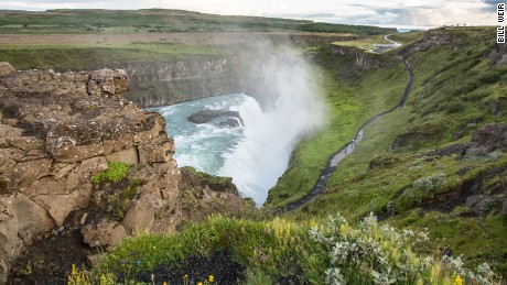 Gullfoss waterfall, part of Iceland&#39;s &quot;Golden Circle&quot; of natural wonders -- Iceland leads the developed world in clean water and power.