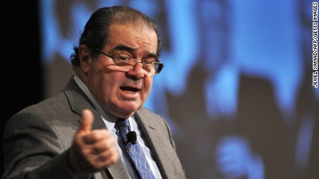 US Supreme Court Justice Antonin Scalia speaks during the American Bar Association (ABA) 59th annual &quot;Antitrust Law Spring&quot; meeting in Washington, DC, on March 31, 2011. AFP Photo/Jewel Samad (Photo credit should read JEWEL SAMAD/AFP/Getty Images)