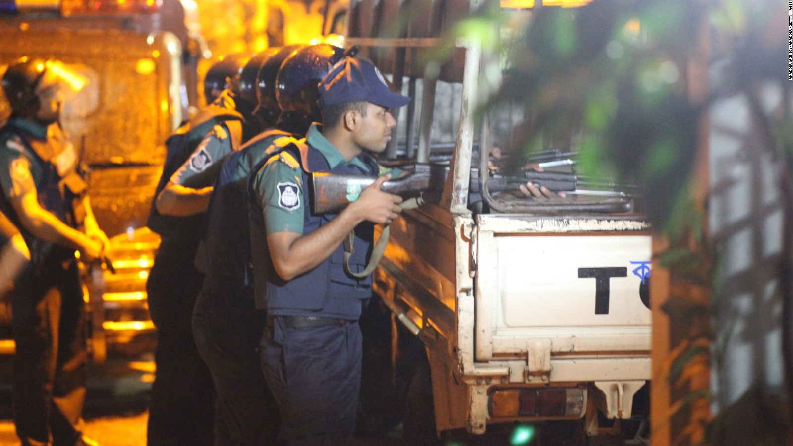 Political News: Political News: Bangladeshi police stand guard outside the Holey Artisan Bakery cafe on July 2, 2016.