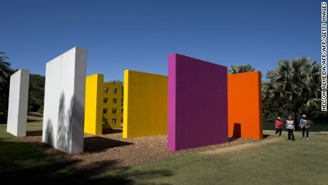 TO GO WITH AFP STORY BY LAURA BONILLA
A work by Brazilian artist Helio Oiticica is displayed at the Inhotim Centre for Contemporary Art in Brumadinho, some 60 km from Belo Horizonte, southeastern Brazil, on August 11, 2015. Considered the world largest center for contemporary open air art with over 20 galleries housing the work of 85 artists of 26 different nationalities, the Inhotim Institute also has one of the greatest botanical collections in the country. AFP PHOTO / Nelson ALMEIDA        (Photo credit should read NELSON ALMEIDA/AFP/Getty Images)