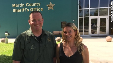 Brianna Brynes reunites with Deputy Justin Albauer after a traffic stop in August 2015 put her on the road to recovery.