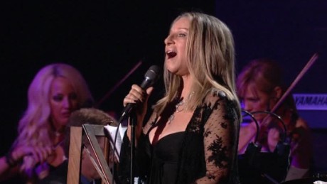 Barbra Streisand performs. 