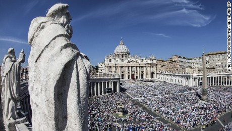 A general view of St Peter square during Mother Teresa of Calcutta canonization ceremony  at the Vatican, 04 September 2016.  The Mother Teresa of Calcutta canonization ceremony will take place on 04 September 2016. Mother Teresa was born Agnes Gonxha Bojaxhiu on 26 August 1910 to Albanian parents in Skopje, Macedonia. She began her missionary work with the poor in Calcutta in 1948, and won the Nobel Peace Prize in 1979. Following her death in 1997 she was beatified by Pope John Paul II and given the title Blessed Teresa of Calcutta.ANSA/ANGELO CARCONI (ANSA via AP)