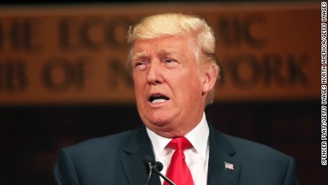 NEW YORK, NY - SEPTEMBER 15:  Republican presidential candidate Donald Trump speaks at a lunch hosted by the Economic Club of New York on September 15, 2016 in New York City. According to a report by Oxford Economics, if Trump is elected to the White House growth in the US would be about 5 per cent lower than would otherwise be expected by 2021.  (Photo by Spencer Platt/Getty Images,)
