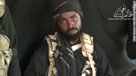 A still from a Boko Haram propaganda video dated September 25 2016, showing leader Abubakar Shekau,  