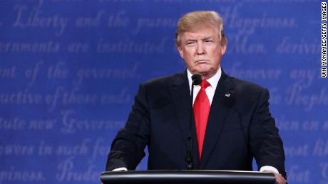 LAS VEGAS, NV - OCTOBER 19:  Republican presidential nominee Donald Trump listens as Democratic presidential nominee former Secretary of State Hillary Clinton speaks during the third U.S. presidential debate at the Thomas &amp; Mack Center on October 19, 2016 in Las Vegas, Nevada. Tonight is the final debate ahead of Election Day on November 8.  (Photo by Win McNamee/Getty Images)