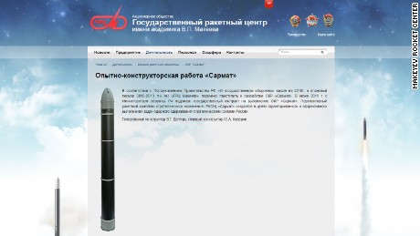 An image published by the Makeyev Rocket Design Bureau of the RS-28 Sarmat rocket, or &#39;Satan 2.&#39;