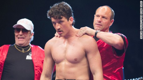 Ciaran Hinds, Miles Teller and Aaron Eckhart in &quot;Bleed for This.&quot;
