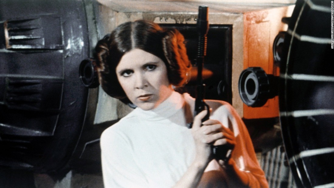 Carrie Fisher is seen as Princess Leia on the set of George Lucas&#39; &quot;Star Wars: Episode IV -- A New Hope&quot; in 1977. The American actress and writer is best-known for her portrayal of Princess Leia in the &quot;Star Wars&quot; movie franchise. Fisher was hospitalized December 23 in Los Angeles after suffering a heart attack. Fisher died on Tuesday, December 27. She was 60.