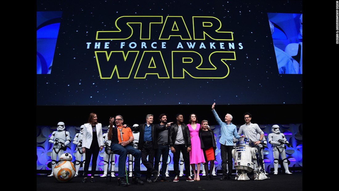 Fisher takes part in a &quot;Star Wars&quot; celebration event on April 16, 2015, in Anaheim, California.