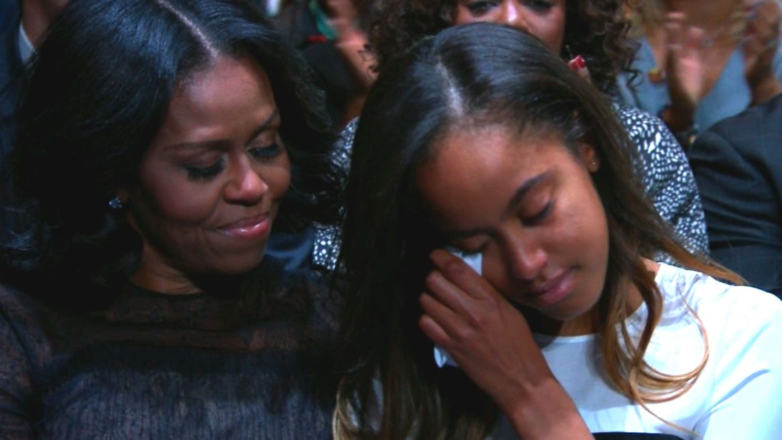 Malia Obama Tears Up During Dads Speech Cnn Video