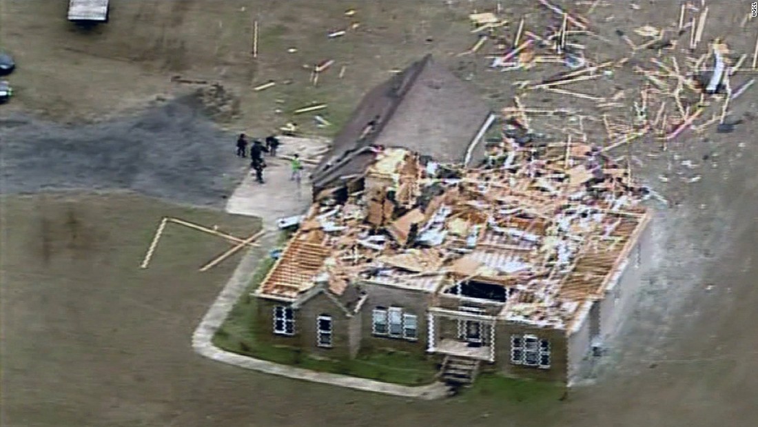 Overhead photos show tornado destruction in this town