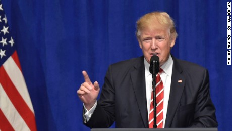 US President Donald Trump speaks following a visit to the US Central Command and Special Operations Command at MacDill Air Force Base on February 6, 2017 in Tampa, Florida. 
