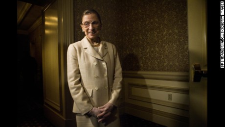 WASHINGTON - JUNE 8:  U.S. Supreme Court Justice Ruth Bader Ginsburg waits to enter a dinner to honor Michelle Bachelet, Chile&#39;s first female president, May 8, 2006 in Washington, DC. Over 350 women leaders including Sen. Susan Collins (R-MI), Sen. Hillary Rodham Clinton (D-NY), Rep. Janice Schakowsky (D-Il), Rep. Katherine Harris (R-FL), US Treasurer Anna Escobedo Cabral, Actress Geena Davis and Editor-at-Large of Fortune Magazine Pattie Sellers are expected to attend.  (Photo by Brendan Smialowski/Getty Images)