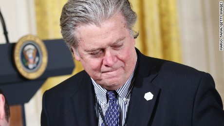 WASHINGTON, DC - FEBRUARY 16:  White House Chief Strategist Steve Bannon arrives at a news conference for U.S. President Donald Trump to announce Alexander Acosta as the new Labor Secretary nominee in the East Room at the White House on February 16, 2017 in Washington, DC. The announcement comes a day after Andrew Puzder withdrew his nomination.  (Photo by Mario Tama/Getty Images)