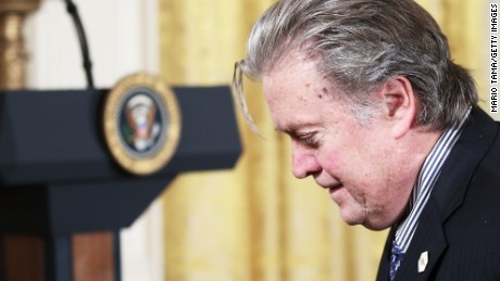WASHINGTON, DC - FEBRUARY 16:  White House Chief Strategist Steve Bannon arrives at a news conference for U.S. President Donald Trump to announce Alexander Acosta as the new Labor Secretary nominee in the East Room at the White House on February 16, 2017 in Washington, DC. The announcement comes a day after Andrew Puzder withdrew his nomination.  (Photo by Mario Tama/Getty Images)