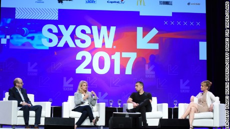 AUSTIN, TX - MARCH 10:  Director of Programs, Transgender Media at GLAAD Nick Adams, GLAAD President and CEO Sarah Kate Ellis, Founder and CEO of Tinder Sean Rad and artist and producer Zackary Drucker speak at Swiping Right on Inclusivity with Tinder & GLAAD @SXSW 2017 at the Austin Convention Center on March 10, 2017 in Austin, Texas.  (Photo by Vivien Killilea/Getty Images for Tinder/GLAAD)
