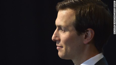 Jared Kushner, Senior Advisor to US President Donald Trump, listens as Trump delivers remarks to auto industry executives at American Center for Mobility in Ypsilanti, Michigan on March 15, 2017.