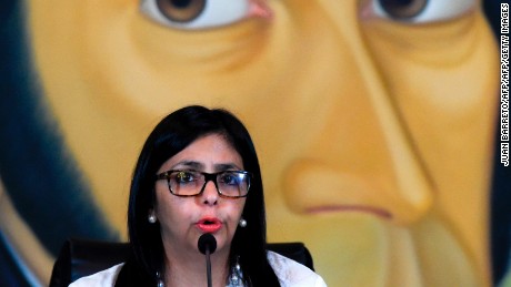 Venezuelan Foreign Minister Delcy Rodriguez speaks during a press conference in Caracas on March 29, 2017.

Rodriguez accused on Wednesday the government of the United States of putting pressure on other OAS members to execute an "interventionist plan" in her country.
 / AFP PHOTO / JUAN BARRETO        (Photo credit should read JUAN BARRETO/AFP/Getty Images)