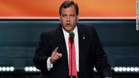 New Jersey Gov. Chris Christie delivers a speech on the second day of the Republican National Convention on July 19, 2016 at the Quicken Loans Arena in Cleveland, Ohio.