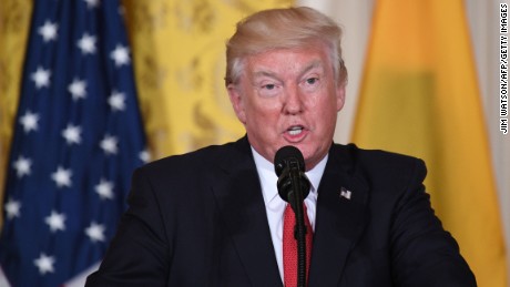 US President Donald Trump speaks during a joint press conference with Colombia&#39;s President Juan Manuel Santos at the White House on May 18, 2017 in Washington, DC. 