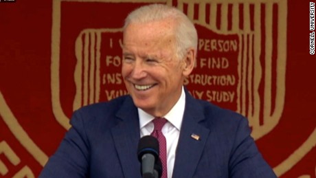 Former Vice President Joe Biden speaks at Cornell University&#39;s graduation ceremony on May 27. 