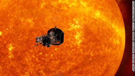 Artist's concept of the Solar Probe Plus spacecraft approaching the sun. In order to unlock the mysteries of the corona, but also to protect a society that is increasingly dependent on technology from the threats of space weather, we will send Solar Probe Plus to touch the sun.