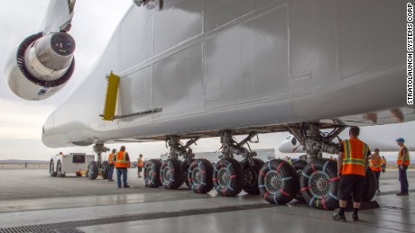 The landing gear has 28 wheels.