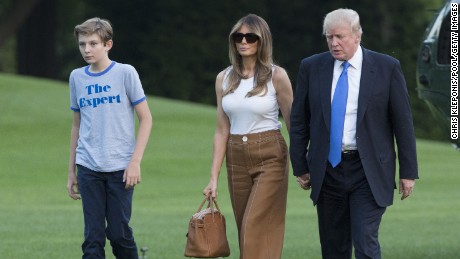 President Donald Trump, first lady Melania Trump and their son Barron Trump arrive at the White House on Sunday, June 11, 2017 in Washington, D.C. 