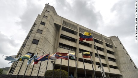The Supreme Court of Justice headquarters building in Caracas on June 13, 2017.
Venezuela's Supreme Court on Monday rejected a legal challenge by attorney general Luisa Ortega against the government's constitutional reform bid in a deadly political crisis. / AFP PHOTO / LUIS ROBAYO        (Photo credit should read LUIS ROBAYO/AFP/Getty Images)