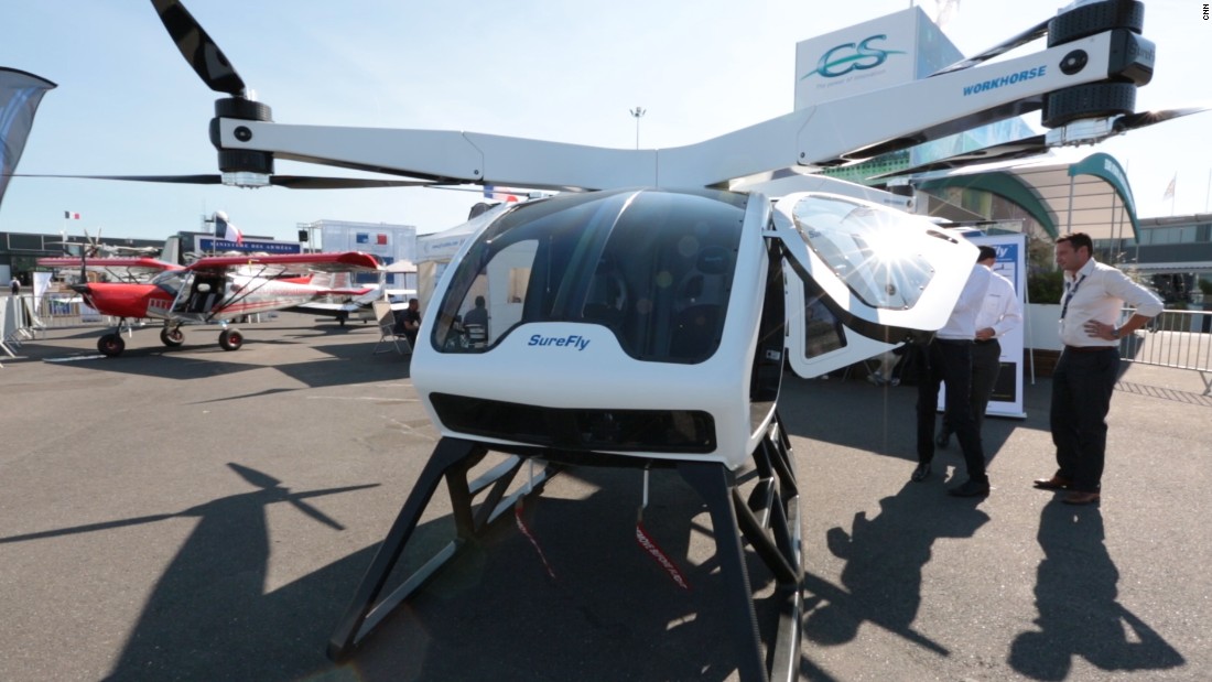 With eight rotors and two seats, the SureFly is one of the larger drone taxi prototypes out there. Touted as a replacement for the helicopter, its makers aim for a competitive target price of $  200,000. &lt;a href=&quot;https://edition.cnn.com/videos/cnnmoney/2017/07/07/surefly-octocopter-personal-drone-concept-sje-lon-orig.cnnmoney&quot;&gt;&lt;strong&gt;Watch more.&lt;/strong&gt;&lt;/a&gt;