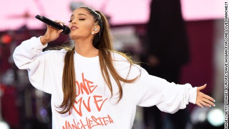 MANCHESTER, ENGLAND - JUNE 04:  NO SALES, free for editorial use. In this handout provided by &#39;One Love Manchester&#39; benefit concert Ariana Grande performs on stage on June 4, 2017 in Manchester, England. Donate at www.redcross.org.uk/love  (Photo by Getty Images/Dave Hogan for One Love Manchester)