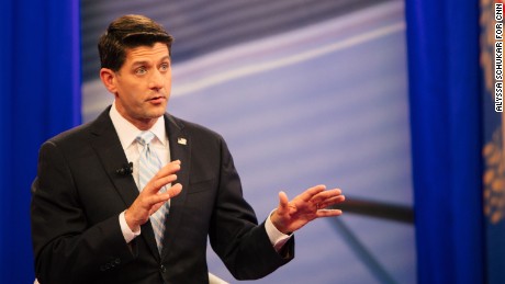 08/21/2017: RACINE, WISCONSIN --

CNN&#39;s Jake Tapper moderates an exclusive town hall featuring House Speaker Paul Ryan on Monday, Aug. 21, 2017, at the Racine Theatre Guild in Racine, Wisconsin.

Alyssa Schukar for CNN