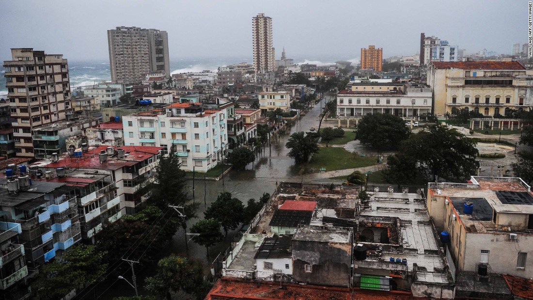 An overview of Havana shows flooded streets on Saturday, September 9.