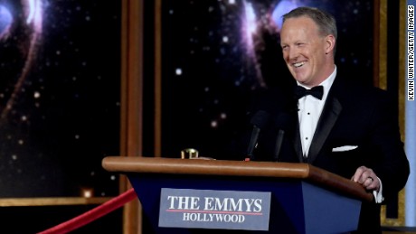 Former White House Press Secretary Sean Spicer speaks onstage during the 69th Annual Primetime Emmy Awards at Microsoft Theater on September 17, 2017 in Los Angeles, California.  (Photo by Kevin Winter/Getty Images)