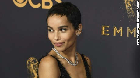 Zoe Kravitz arrives for the 69th Emmy Awards at the Microsoft Theatre on September 17, 2017 in Los Angeles, California. / AFP PHOTO / Mark RALSTON        (Photo credit should read MARK RALSTON/AFP/Getty Images)