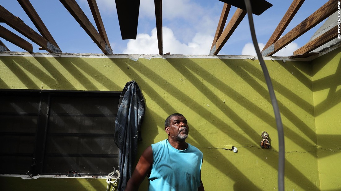 Carmelo Mota, a builder, searches for tools in his destroyed home in Charlotte Amalie, US Virgin Islands, on Monday, September 18. Hurricane Irma devastated the US territory and other Caribbean islands in the region, leaving them exposed to new storms brewing in the Atlantic.